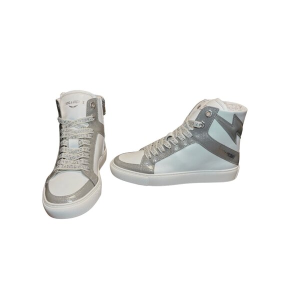 Zadig & Voltaire ZV1747 High Flash High-Top Sneakers Silver - Picture 7 of 16
